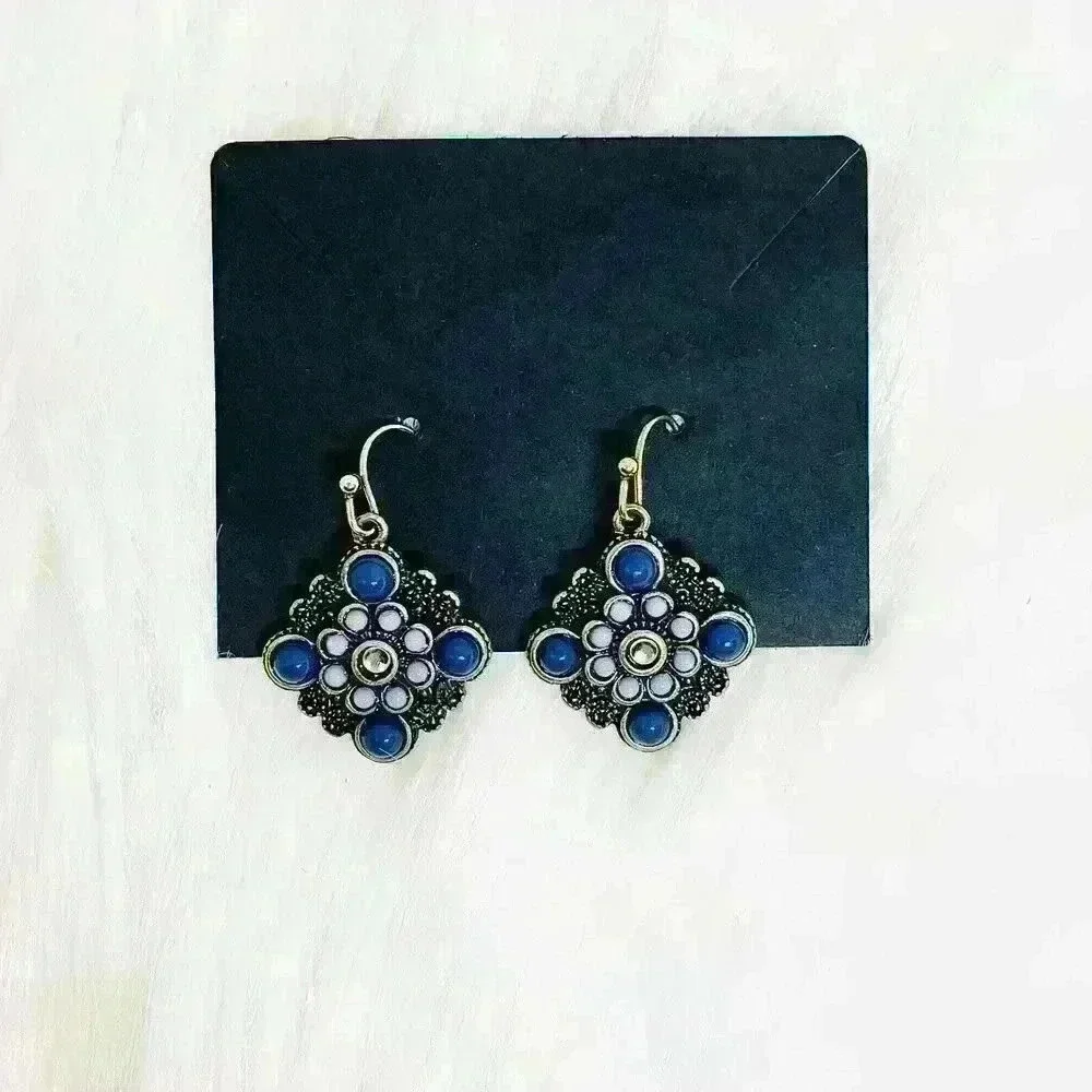 Vintage Boho Shades of Blue Statement earrings